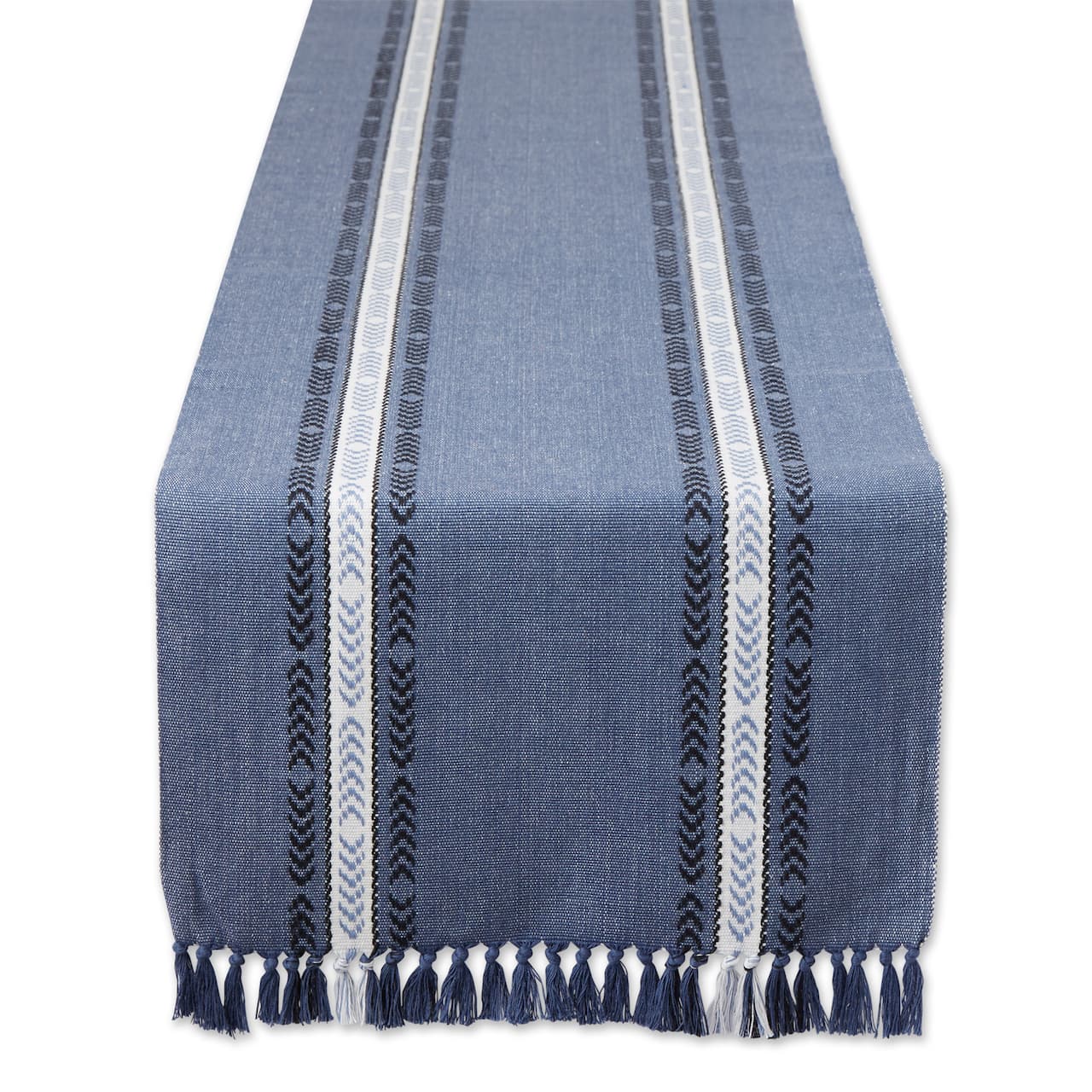 DII® 72" Dobby Striped Fringe Ribbed Table Runner